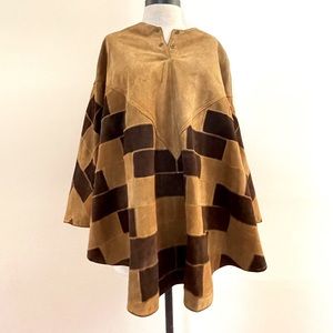 Vintage Brown Leather Poncho